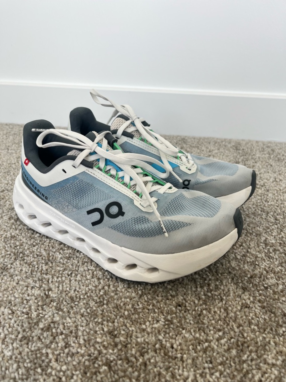 On Running Women’s Cloudsurfer Next Athletic Shoes in Light Gray and White
